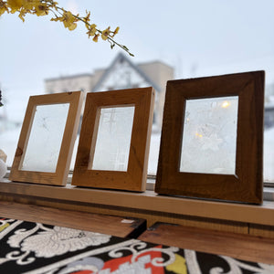 ガラスと古材のフォトフレーム【ダークウッドブラウン】【さくら】