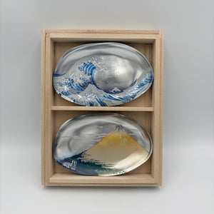 【極美品】桐箱入り 箔一(金沢箔) 箔名画 浅型ガラスボウル