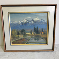 FUNAOKA木枠 F8 山岳風景 田園 油彩画 肉筆 額装 インテリア